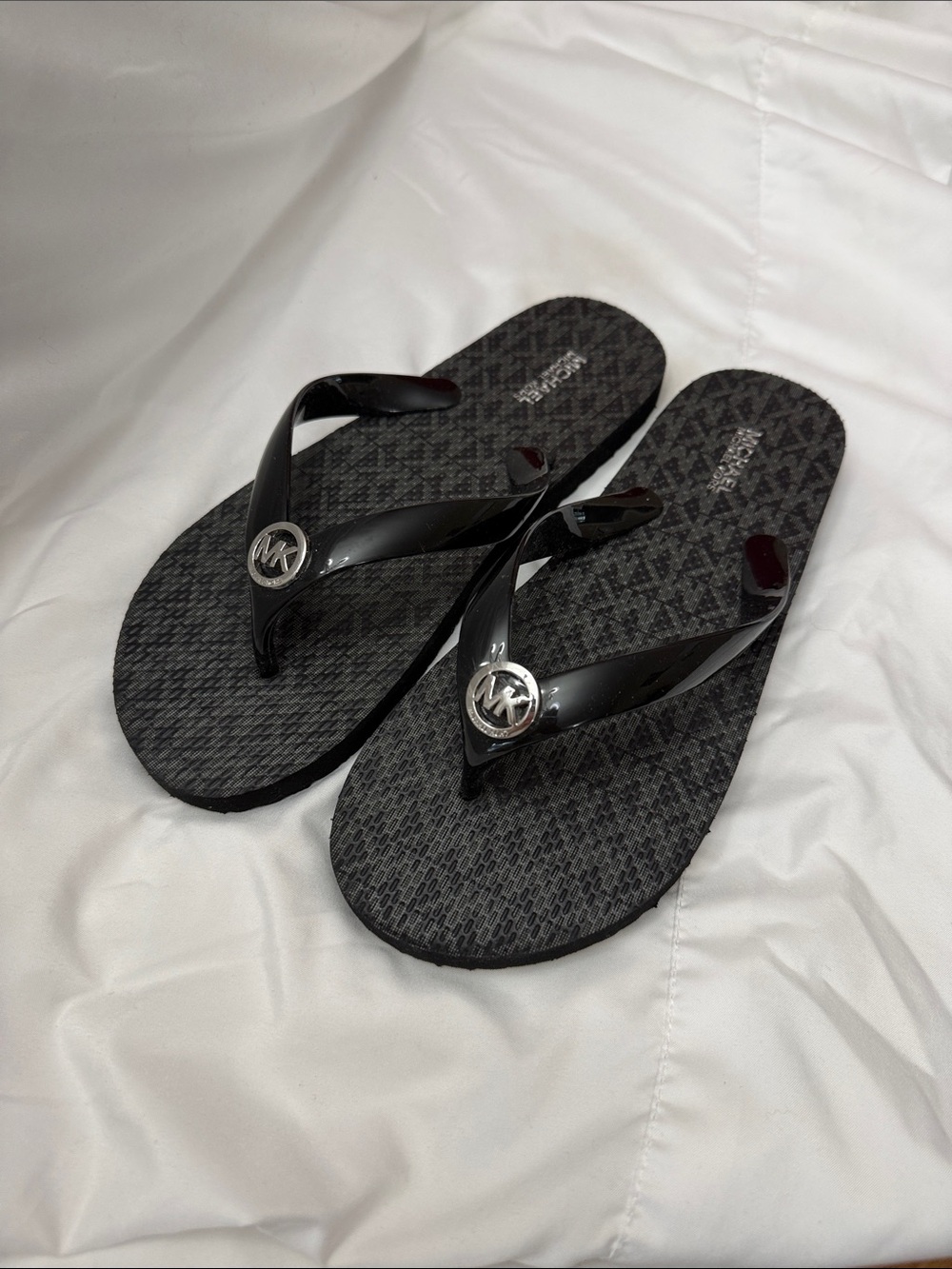 Michael Kors Black Logo Jelly Flip Flops